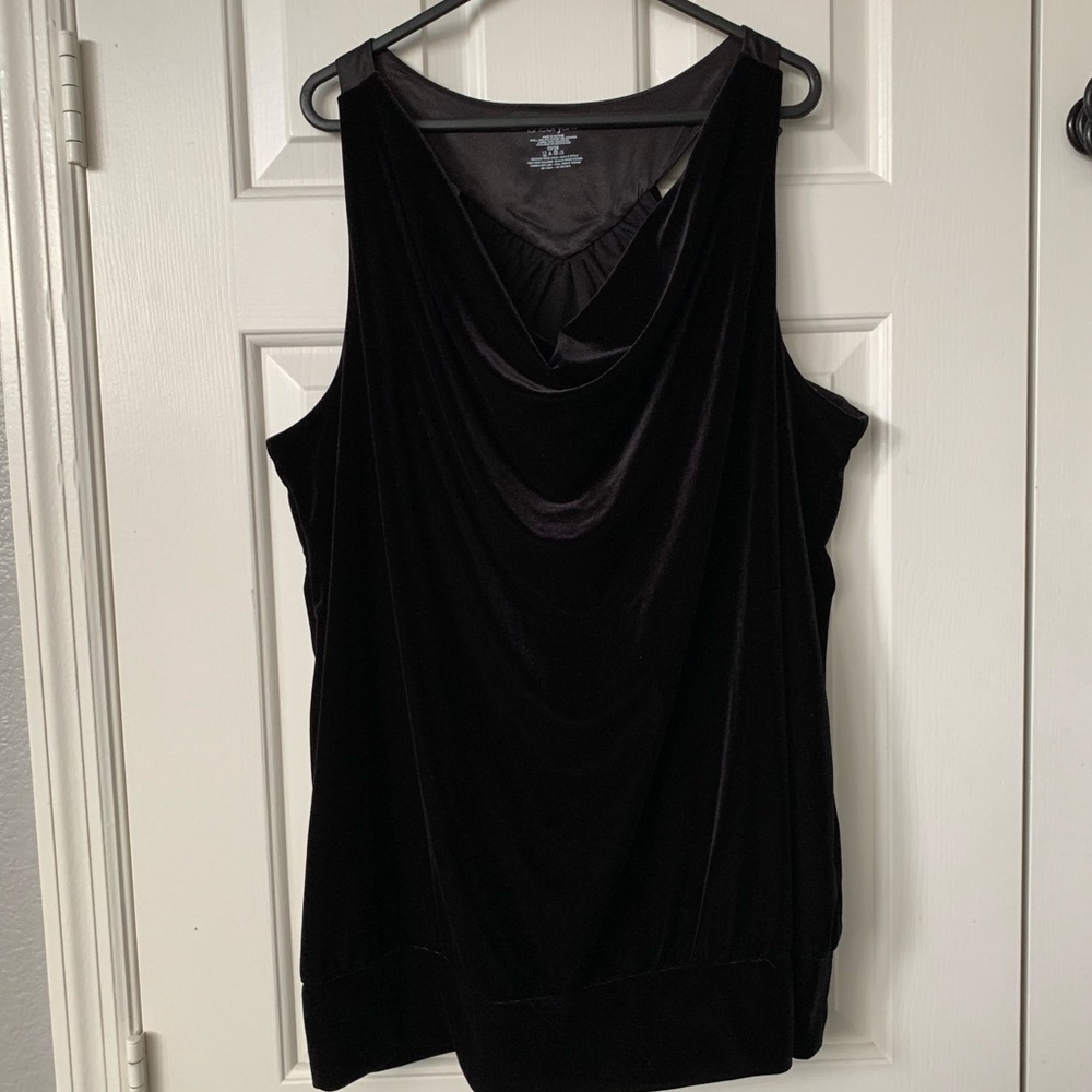 Lane Bryant Draped Neck Sleeveless Tank Top Black Velvet Size 22/24